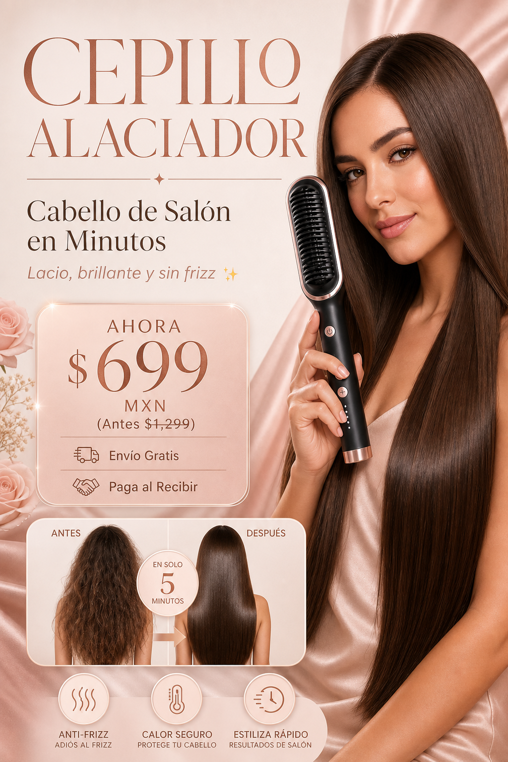 Cepillo Alaciador Brillante sin Frizz