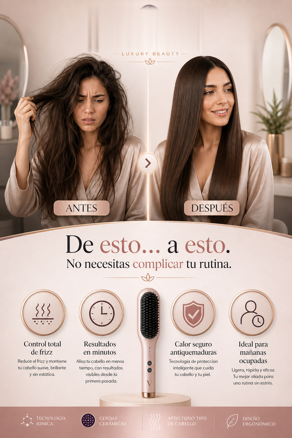 Cepillo Alaciador Brillante sin Frizz